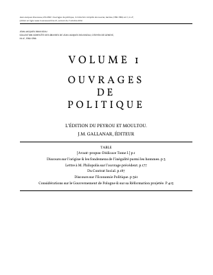 Couverture de Rousseau - Oeuvres 01 - Ouvrages de politique (rousseauonline)